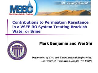 Contributions to Permeation Resistance in a VSEP RO System Treating Brackish Water or Brine
