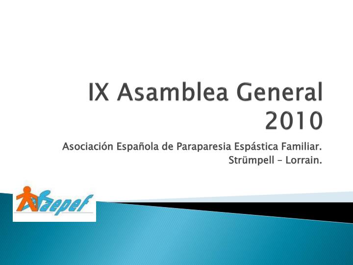 ix asamblea general 2010