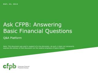 Ask CFPB: Answering Basic Financial Questions