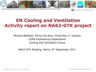 EN Cooling and Ventilation Activity report on NA62-GTK project