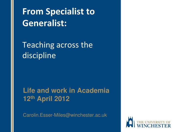 from specialist to generalist teaching across the discipline