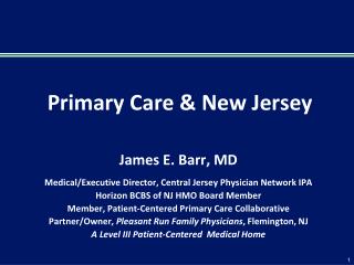 Primary Care &amp; New Jersey
