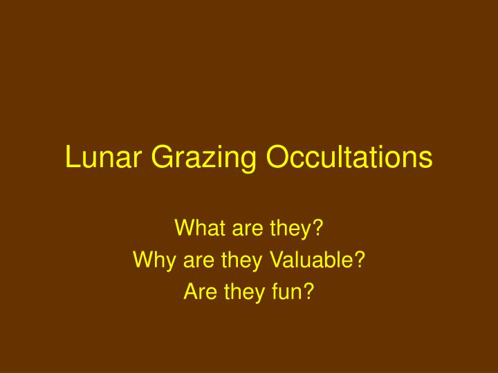 lunar grazing occultations