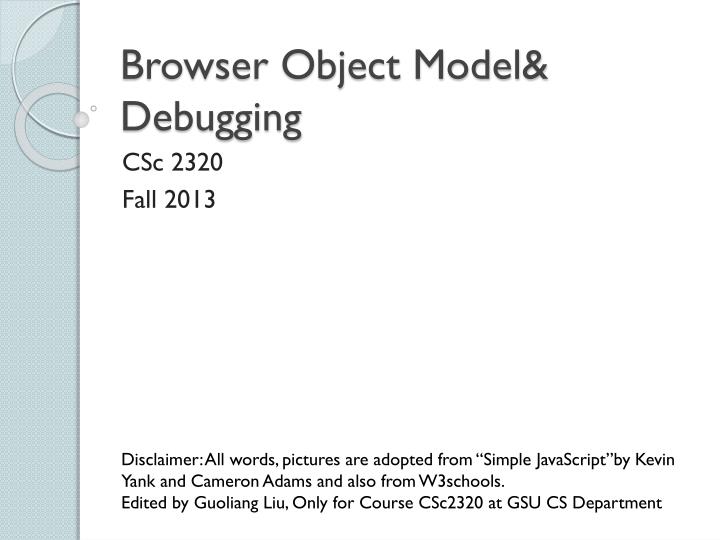 browser object model debugging
