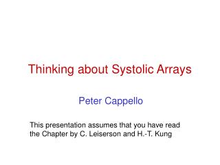 Thinking about Systolic Arrays