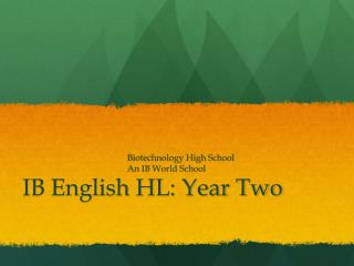 IB English HL: Year Two