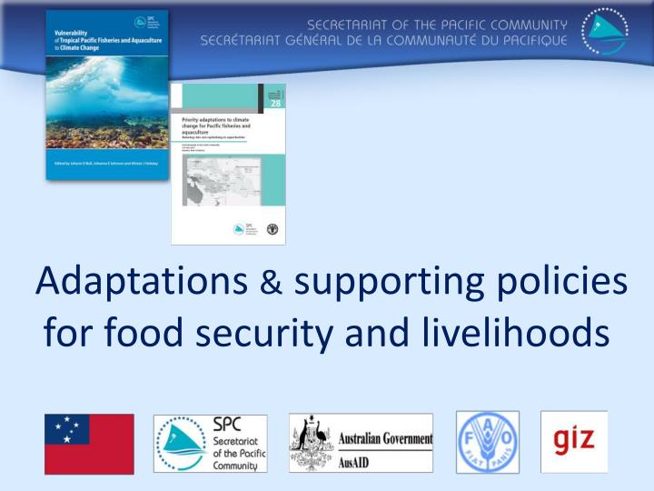 adaptations supporting policies for food security and livelihoods