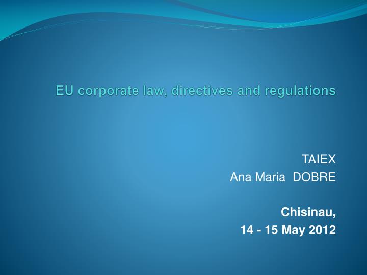 eu corporate law directives and regulations