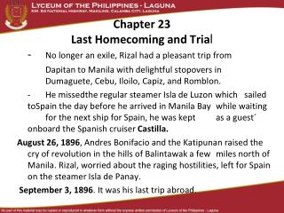 Chapter 23 Last Homecoming and Tria l