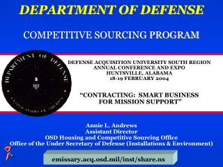 DEPARTMENT OF DEFENSE COMPETITIVE SOURCING PROGRAM