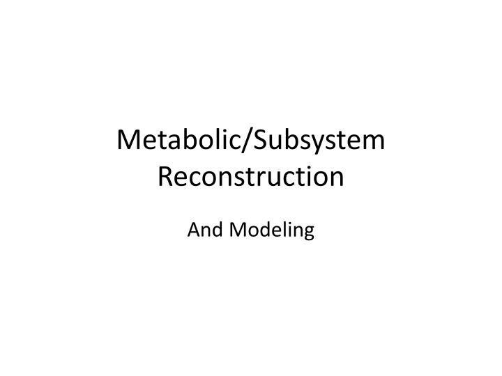 metabolic subsystem reconstruction