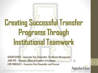 Creating Successful Transfer Programs Through Institutional Teamwork
