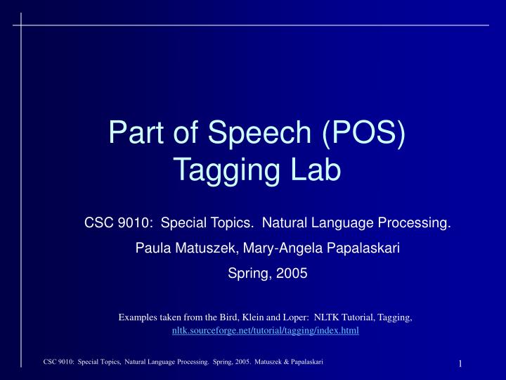part of speech pos tagging lab