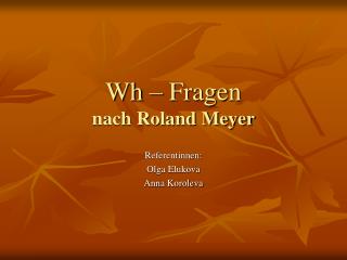 wh fragen nach roland meyer