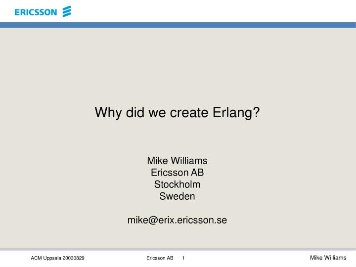 why did we create erlang