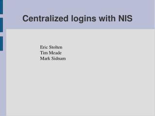 Centralized logins with NIS