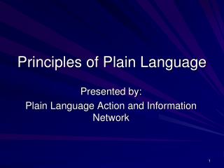 Principles of Plain Language