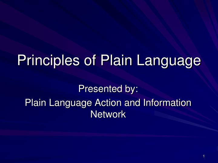 principles of plain language