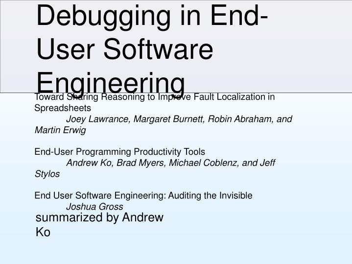debugging in end user software engineering