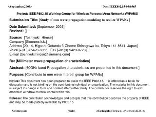 Project: IEEE P802.15 Working Group for Wireless Personal Area Networks (WPANS)