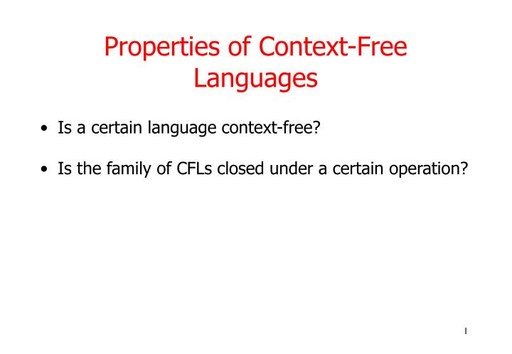 properties of context free languages