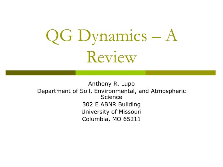 qg dynamics a review