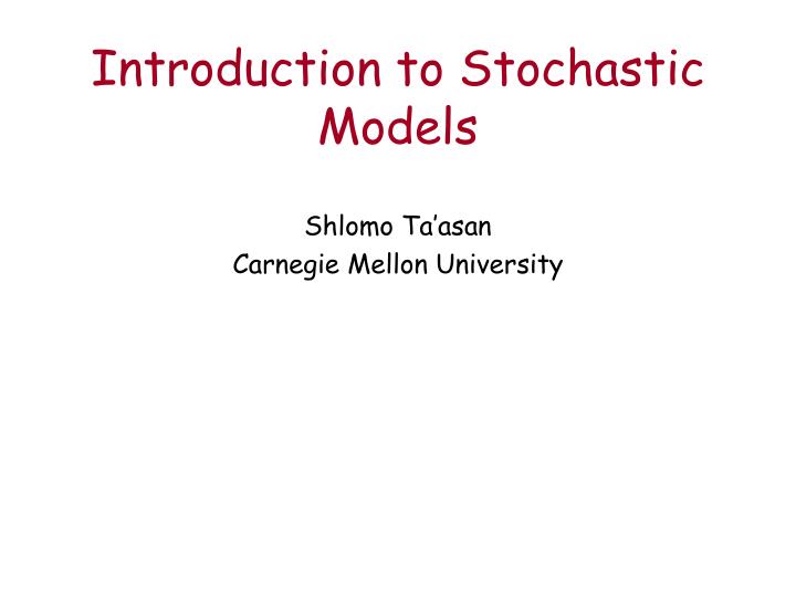 introduction to stochastic models