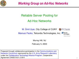 Working Group on Ad-Hoc Networks