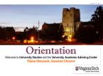 Welcome to University Studies and Academic Advising at Virginia Tech - slide 1