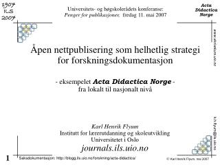 pen nettpublisering som helhetlig strategi for forskningsdokumentasjon