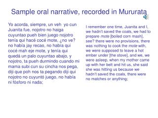 Sample oral narrative, recorded in Mururata