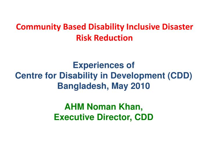 community based disability inclusive disaster risk reduction