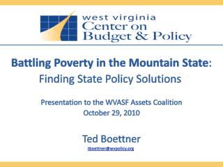 Battling Poverty in the Mountain State : Finding State Policy Solutions