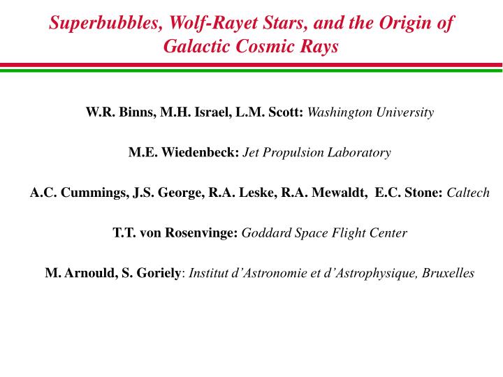 superbubbles wolf rayet stars and the origin of galactic cosmic rays
