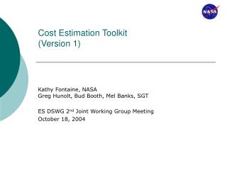 Cost Estimation Toolkit (Version 1)