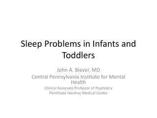 Sleep Problems in Infants and Toddlers