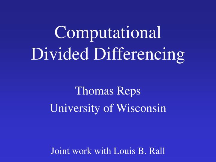 computational divided differencing