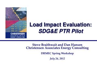 Load Impact Evaluation: SDG&amp;E PTR Pilot