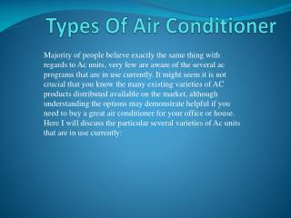 Types of Air conditioner