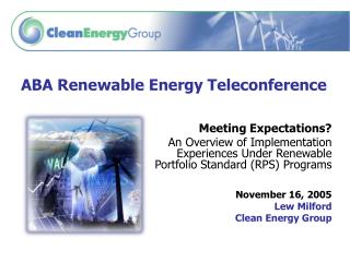 ABA Renewable Energy Teleconference