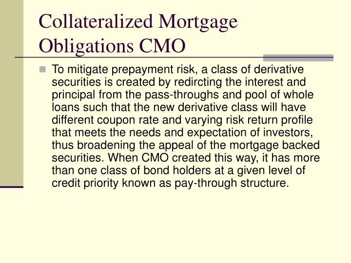 collateralized mortgage obligations cmo