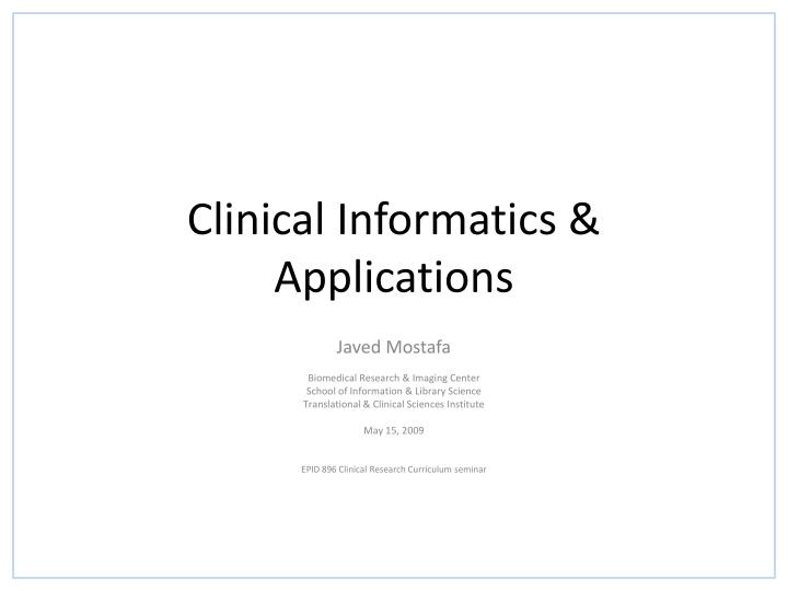 clinical informatics applications