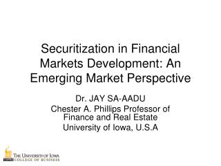 Securitization in Financial Markets Development: An Emerging Market Perspective