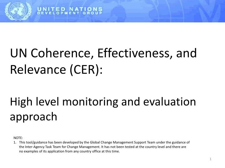 un coherence effectiveness and relevance cer high level monitoring and evaluation approach