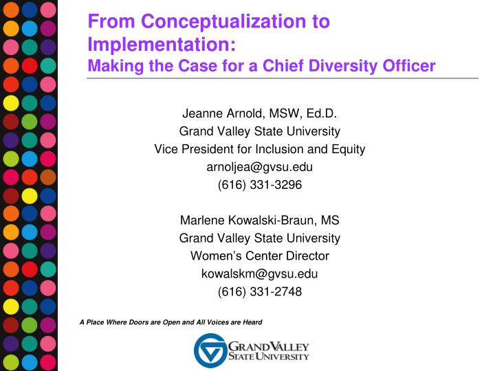 from conceptualization to implementation making the case for a chief diversity officer