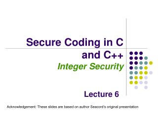 Secure Coding in C and C++ Integer Security
