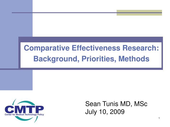 comparative effectiveness research background priorities methods