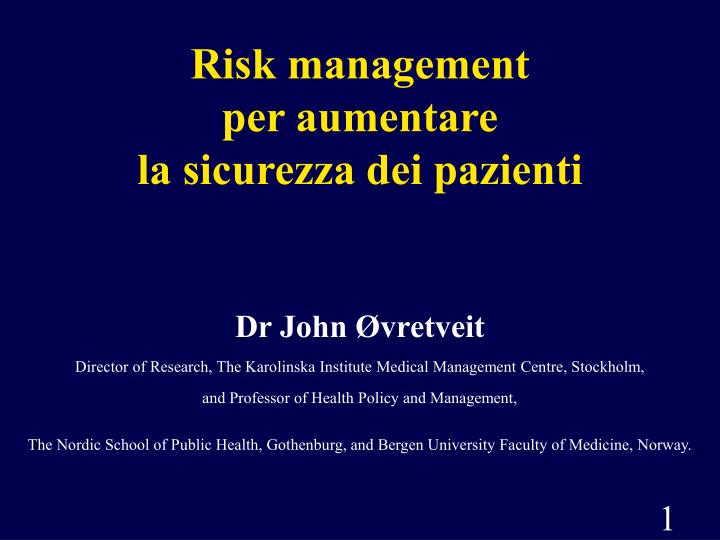 risk management per aumentare la sicurezza dei pazienti