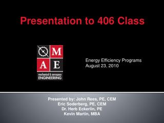 Energy Efficiency Programs August 23, 2010
