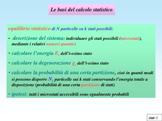 le basi del calcolo s tatistic o